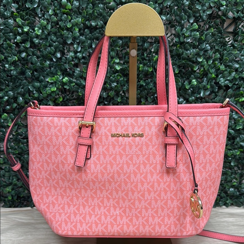 MICHEAL KORS JET SET TRAVEL EXTRA SMALL LOGO TOTE BAG PINK